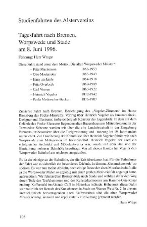 Studienfahrten des Alstervereins
