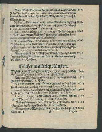Bücher in allerley Künsten.
