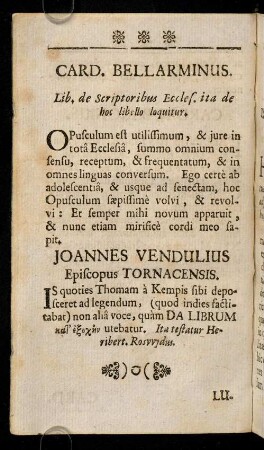 8v-1v, Card. Bellarminus; ...