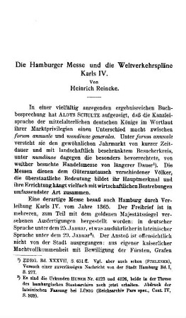 Die Hamburger Messe und die Weltverkehrspläne Karls IV.