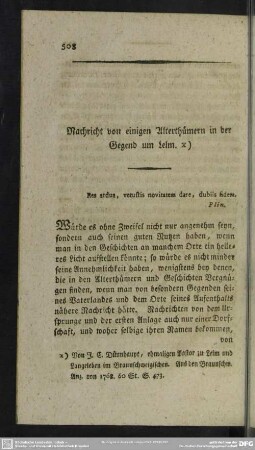 Nachricht von einigen Alterthümern in der Gegend um Lelm