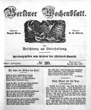 No. 20, Sonnabend, den 20. Mai 1837.