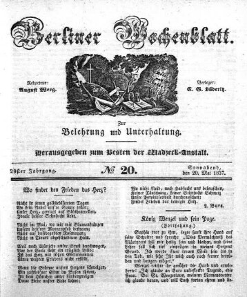 No. 20, Sonnabend, den 20. Mai 1837.