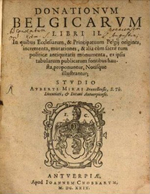 Donationum Belgicarum libri duo