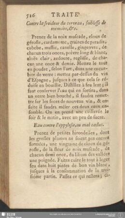 Contre la froideur du cerveau, foiblesse de mémoire, &c.