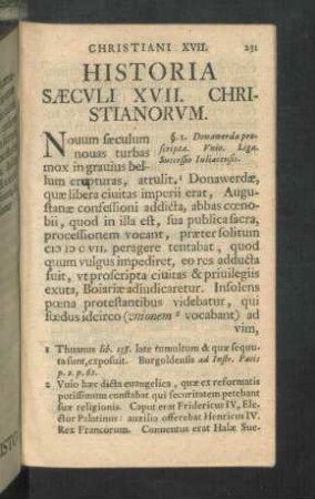 Historia Saeculi XVII. Christianorum.