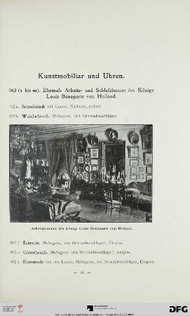 Kunstmobiliar und Uhren (Nr. 362-430)