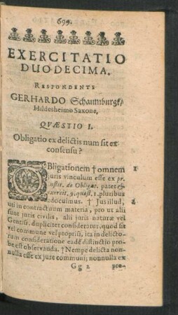 Exercitatio Duodecima. Respondente Gerhardo Schaumburgk