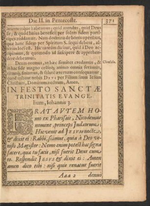 In Festo Sanctae Trinitatis Evangelium, Iohannis 3.