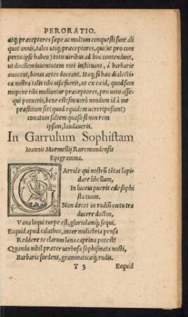 In Garrulum Sophistam Ioannis Murmellii Ruremundensis Epigramma.