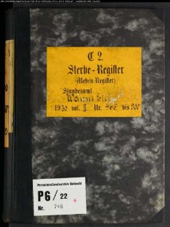 Sterberegister Standesamt Wanne-Eickel