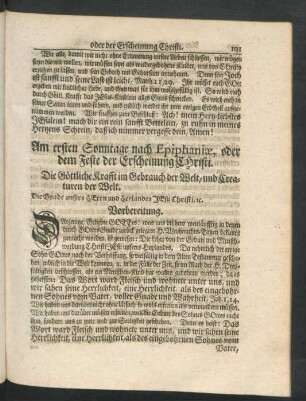 Am ersten Sonntage nach Epiphaniae, oder dem Feste der Erscheinung Christi