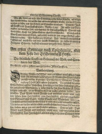 Am ersten Sonntage nach Epiphaniae, oder dem Feste der Erscheinung Christi