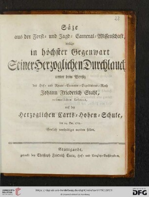 Säze aus der Forst- und Jagd-Cameral-Wissenschaft