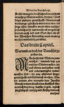 Das dritte Capitel. Warumb es doch der Bauchsorge zuthun sey.