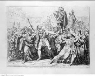 Pinelli, Bartolomeo, Istoria Romana. Incisa ad acqua forte da Bartolomeo Pinelli Romano. L'Anno 1818, e 1819. o.O.[Roma] u.J, "Orazio tornando vincitore..."; (Taf.11[12])