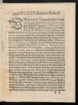 Laus Deo 1583. Actum in Andorff.