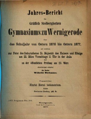 Jahresbericht. 1876/77