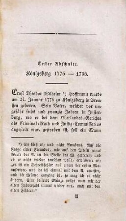 Aus Hoffmann's Leben und Nachlass, Erster Theil