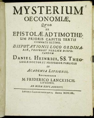Mysterium Oeconomiae