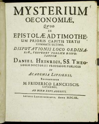 Mysterium Oeconomiae