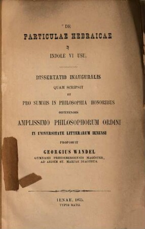 De particulae hebraicae b [bet] indole vi usu