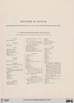 Register zu Band III