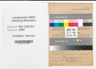 Entnazifizierung Heinrich Hoelsken, geb. 07.11.1902 (Gastwirt)