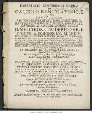 Dissertatio Inauguralis Medica De Calculo Renum Et Vesicæ