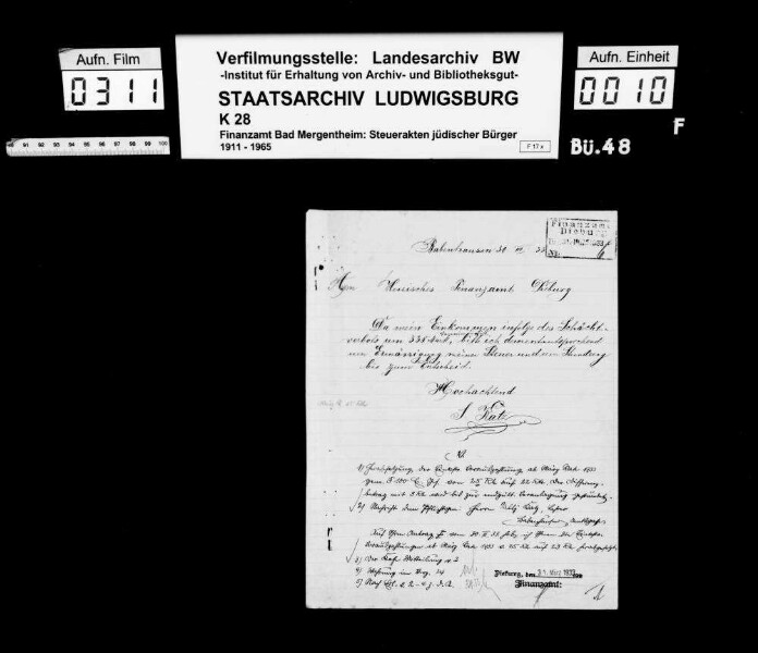 Katz, Sally; Religionslehrer i. R. *20.07.1864 Zugshagen Katz, Hedwig geb. Goldschmidt Wohnort: Edelfingen, bis 1932 Babenhausen/Kr. Dieburg