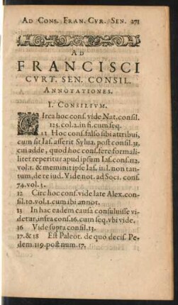 Ad Francisci Curt. Sen. Consil. Annotationes.