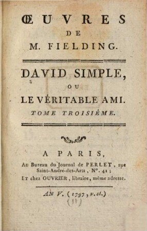 David Simple, Ou Le Véritable Ami, 3