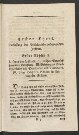 Erster Theil. Verfassung es Philologisch-pädagogischen Instituts