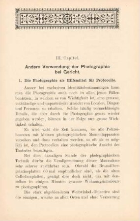 III. Capitel. Andere Verwendung der Photographie bei Gericht