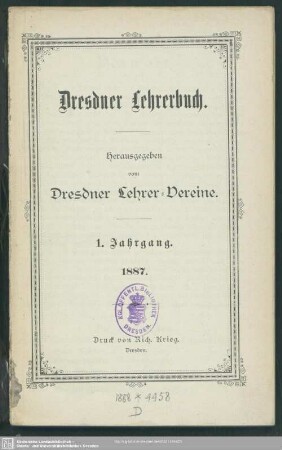 1.1887: Dresdner Lehrerbuch