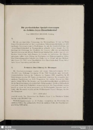 Die gravimetrischen Spezialvermessungen des Gebietes Geyer-Ehrenfriedersdorf