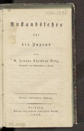 Anstandslehre für die Jugend