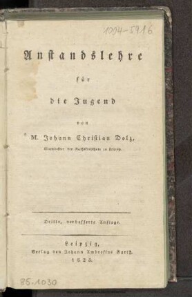 Anstandslehre für die Jugend