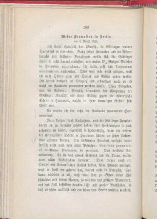 Meine Promotion in Berlin am 6. April 1826.