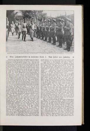 Besuch des Königs Friedrich August von Sachsen im Hauptquartier des Kronprinzen Wilhelm: Parade der Ehrenkompagnie.