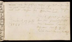 Ayrer, Georg Conrad Benjamin [Theologiestudent aus Wolfskehl]. Gießen, 19.07.1781.