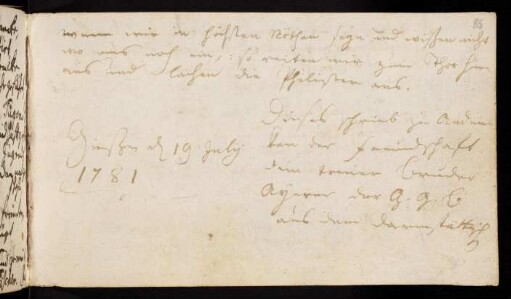 Ayrer, Georg Conrad Benjamin [Theologiestudent aus Wolfskehl]. Gießen, 19.07.1781.