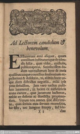 Ad Lectorem candidum & benevolum