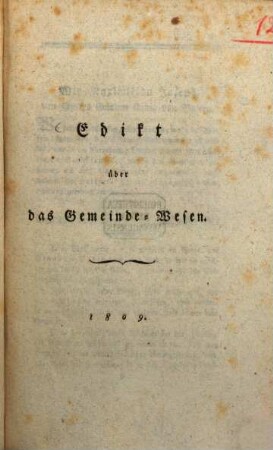 Edikt über das Gemeinde-Wesen : [München, den 24. September 1808]