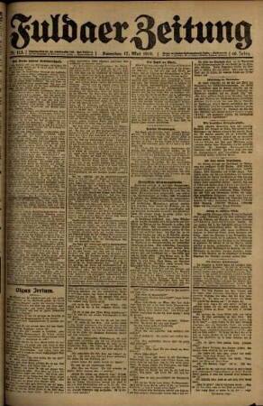 Erste Ausgabe vom Samstag, den 17. Mai 1919.