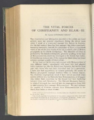 The vital forces of christianity and islam.—III