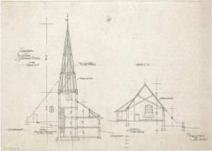 Gsaenger, Gustav; Fischbachau (Bayern); Ev. Kirche - Eingabeplan, Pl. Nr. 69 (Schnitte)