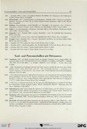 Tauf- und Patenmedaillen mit Ortsnamen (Nr. 3342-3385)