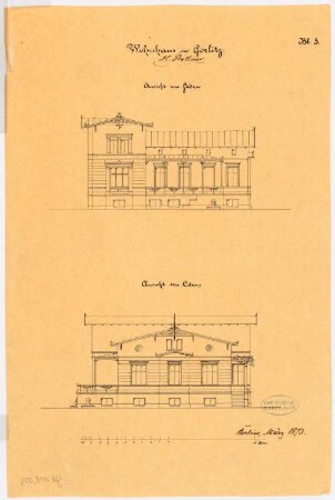 Wohnhaus H. Prollius, Görlitz: Ansicht von Osten und Süden