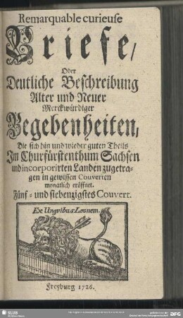 Fünf- und siebenzigstes Couvert